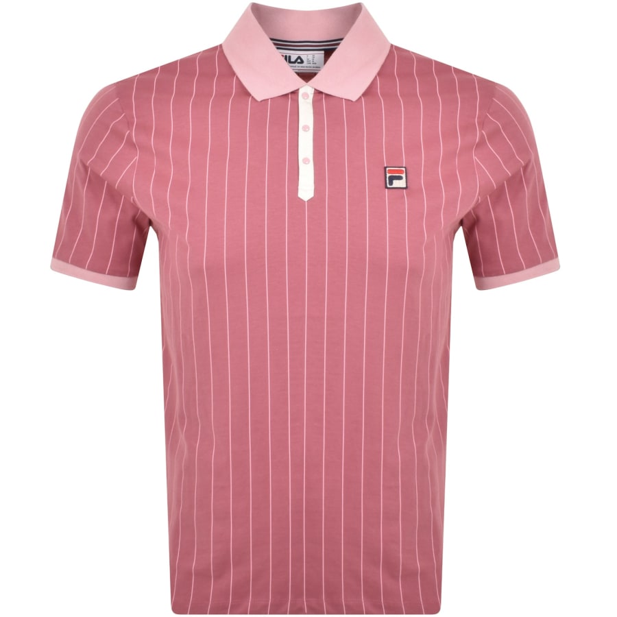 Fila Vintage Classic Striped Polo T Shirt Pink Mainline Menswear Ireland